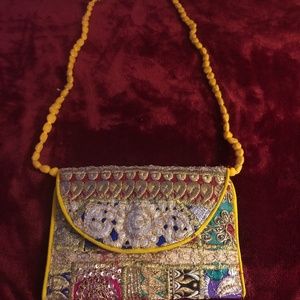 Hand embroidered  gold clutch/purse